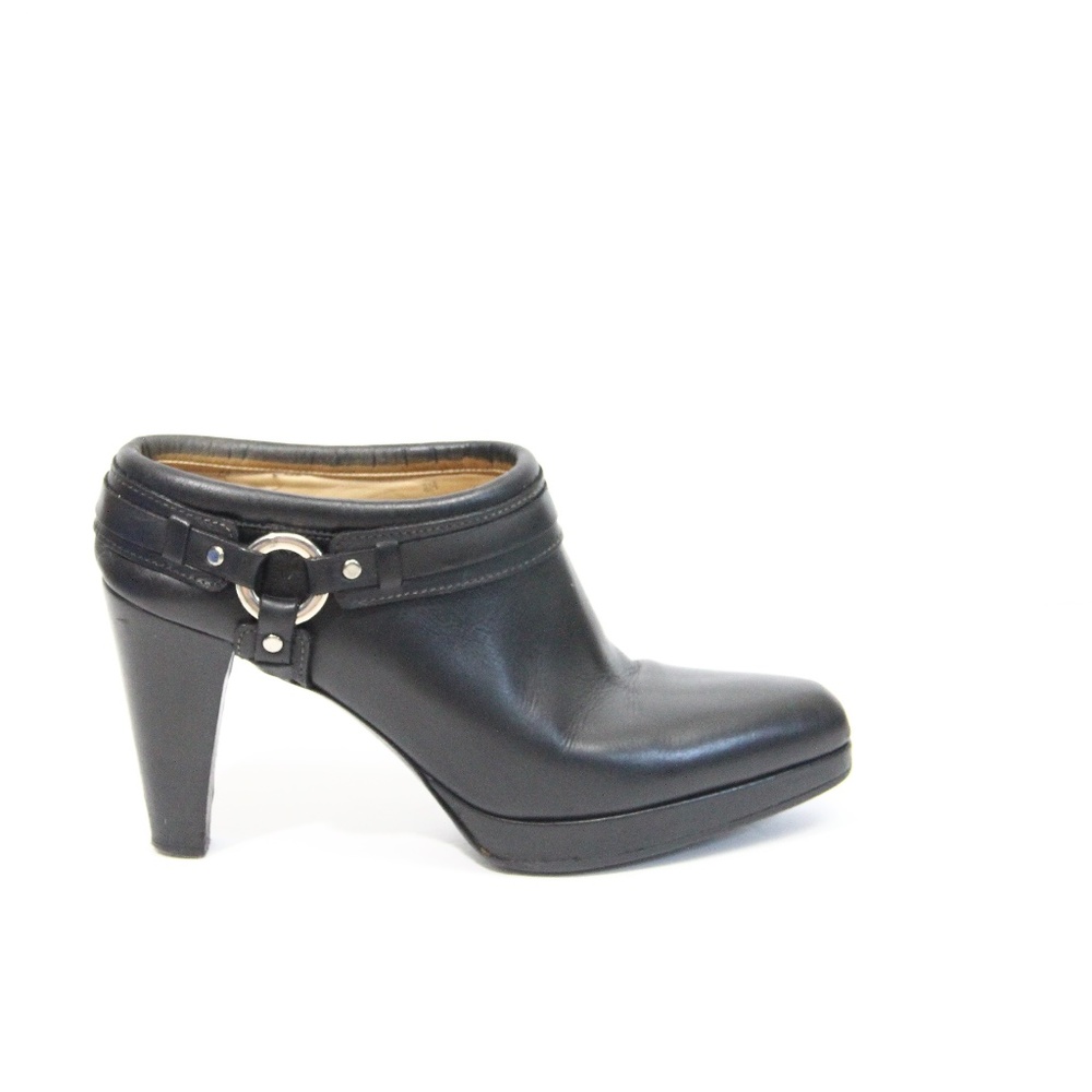 Frye Katie Harness Bootie Women Clog Black Leather Moto Shoe made in Italy 8